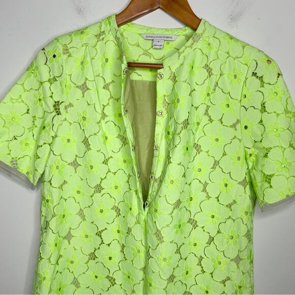 DIANE VON FURSTENBERG Lace Dress Womens Size 8 Feminine Spring Summer Floral - Picture 9 of 14
